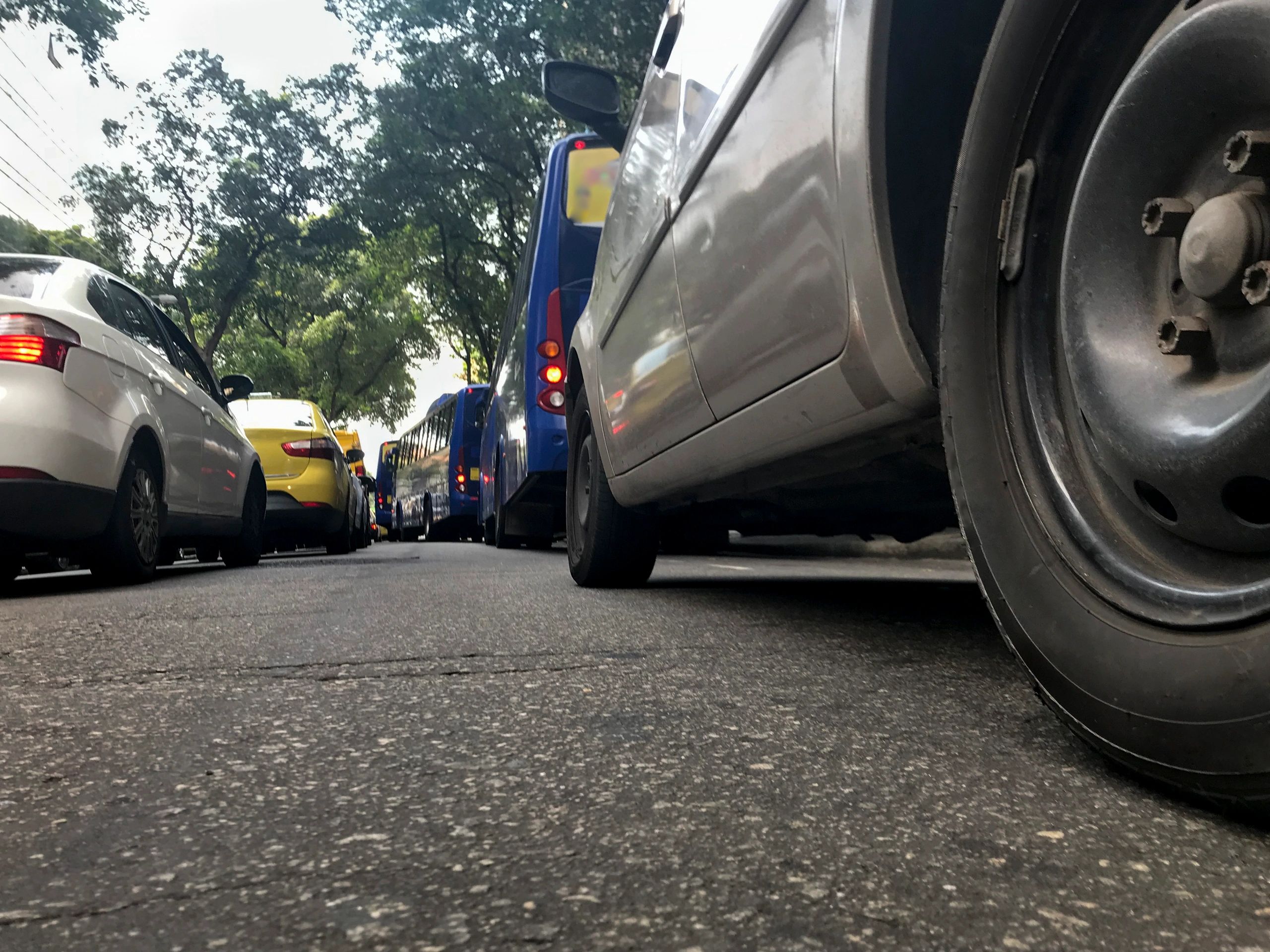 Automotive traffic scene representing vehicles and road use