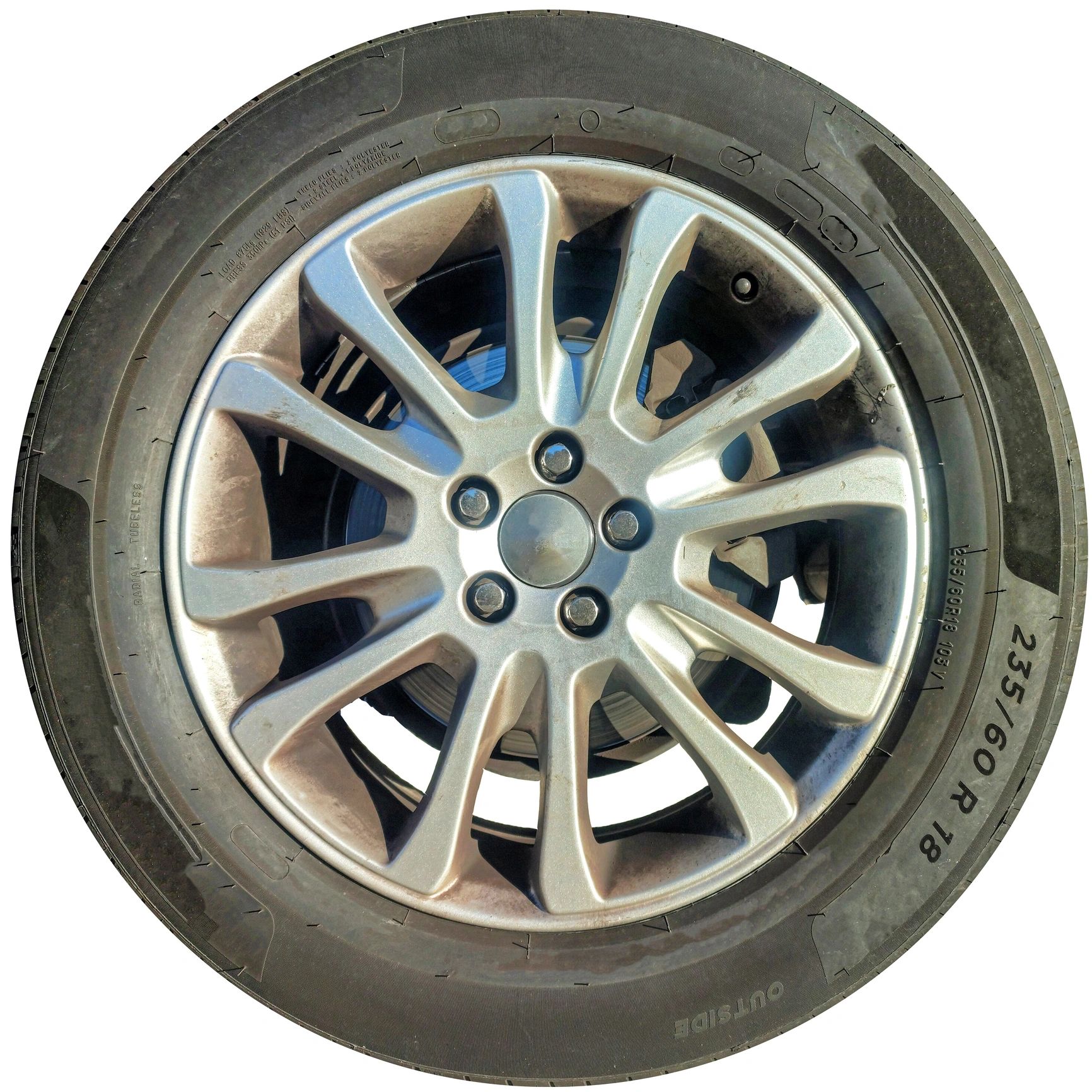 Modern alloy wheel and tire close-up