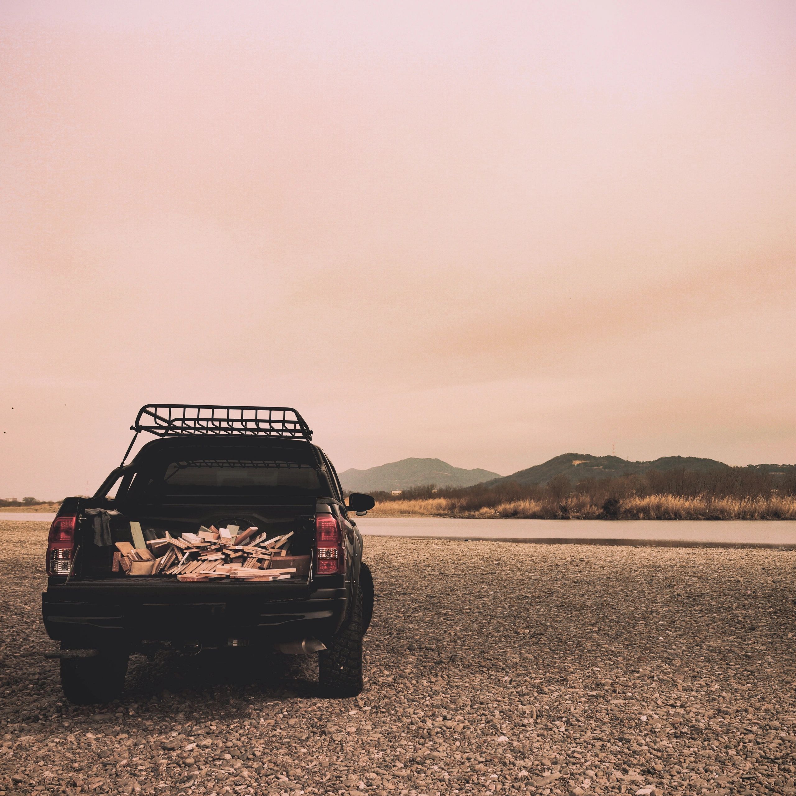 Off-road truck on mountain terrain