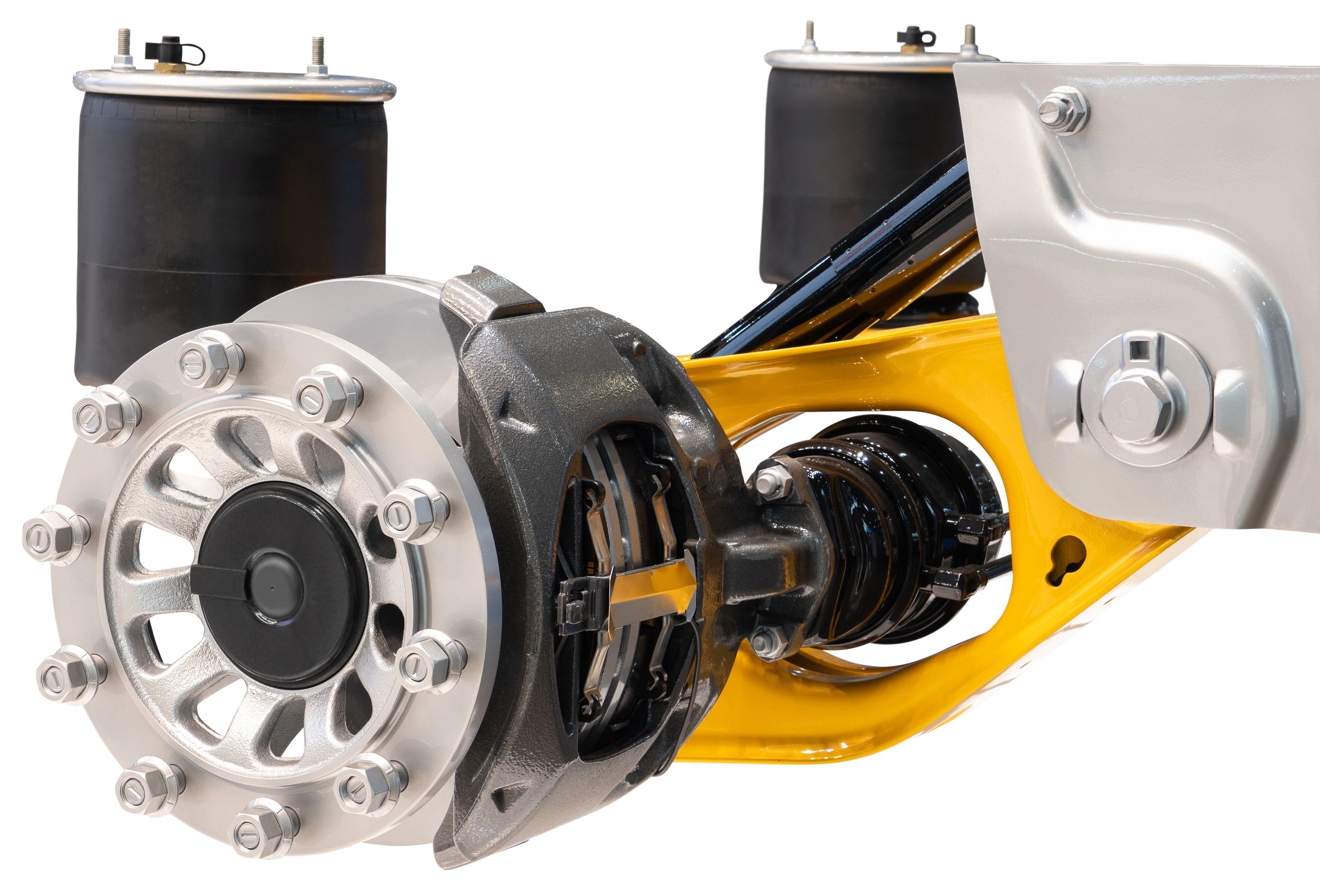 Truck wheel hub and air suspension assembly