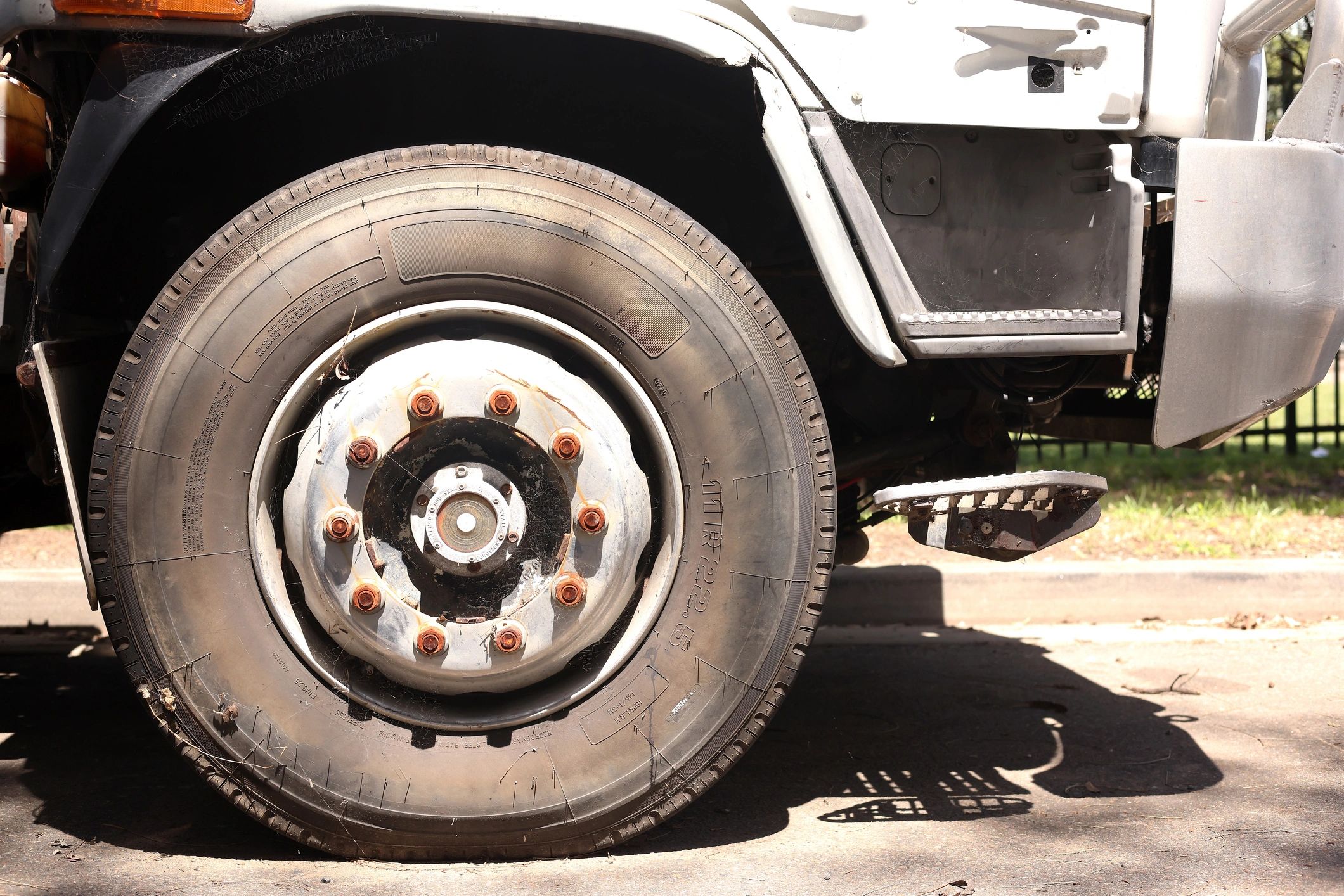 Truck wheel close-up